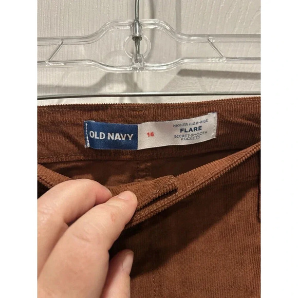 Old Navy Jeans Womens 16 Brown Corduroy Higher High Rise Flare NWT - Picture 3 of 7
